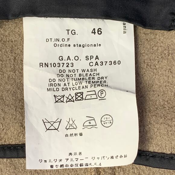 EMPORIO ARMANI Size 36 Tan Wool Two Pockets Zip Up Jacket - Picture 5 of 6